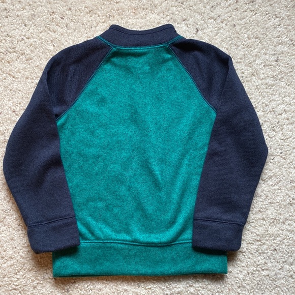Toddler 5T Teal and Navy Quarter Zip Fleece Sweater - Picture 3 of 3